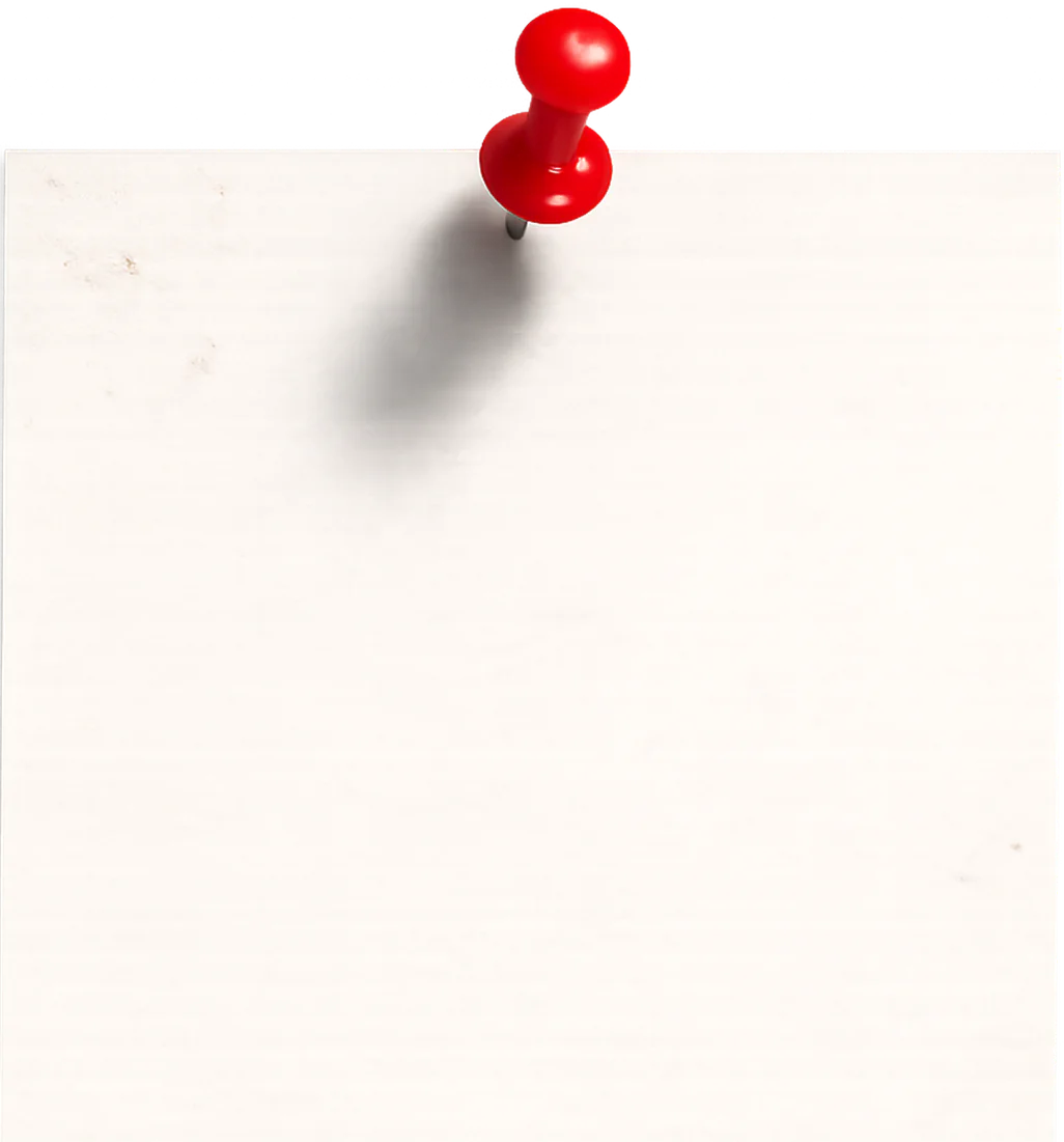 A handwritten note pinned to the view